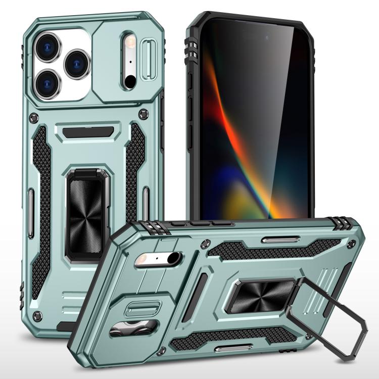 For iPhone 17 Pro Max Armor PC + TPU Camera Shield Phone Case(Alpine Green)