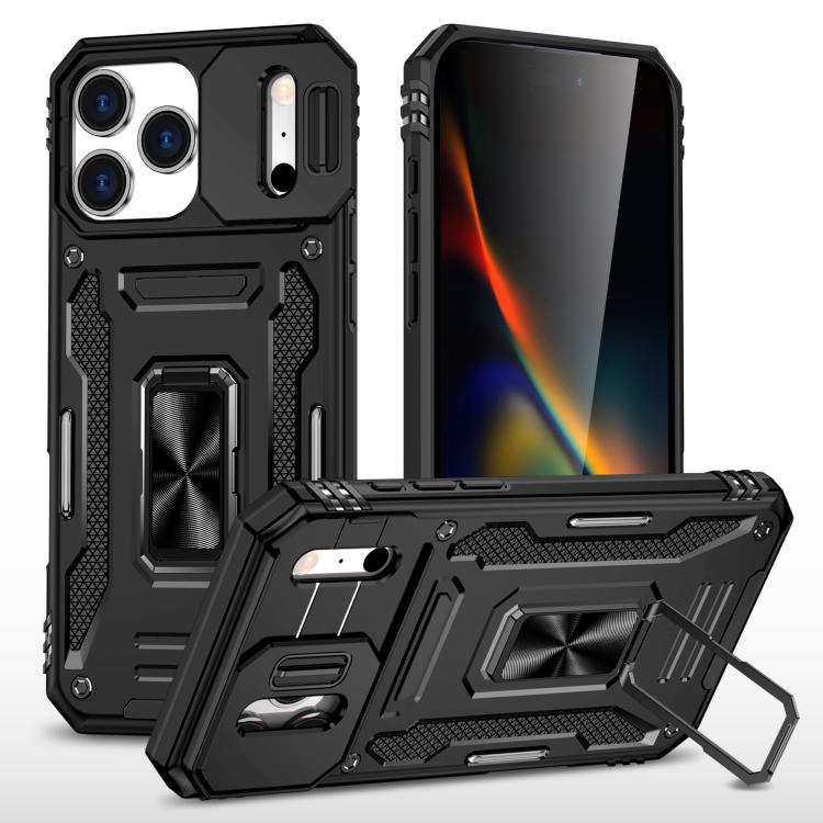 For iPhone 17 Pro Max Armor PC + TPU Camera Shield Phone Case(Black)