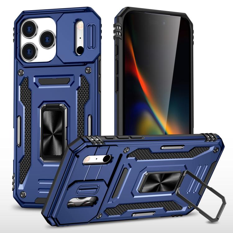 For iPhone 17 Pro Max Armor PC + TPU Camera Shield Phone Case(Navy Blue)