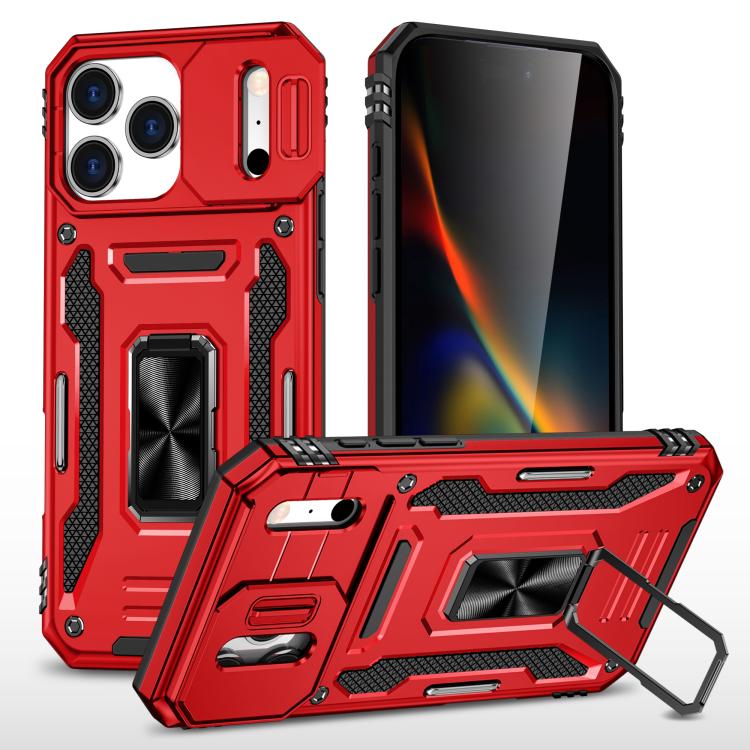 For iPhone 17 Pro Max Armor PC + TPU Camera Shield Phone Case(Red)