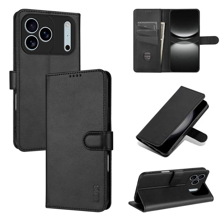 For iPhone 17 Pro Max AZNS Skin Feel Calf Texture Flip Leather Phone Case(Black)