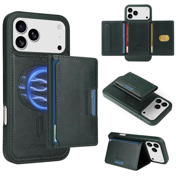 For iPhone 17 Pro Max BETOPNICE Horizontal Flip Detachable MagSafe Wallet Phone Case(Green)
