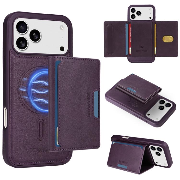 For iPhone 17 Pro Max BETOPNICE Horizontal Flip Detachable MagSafe Wallet Phone Case(Purple)