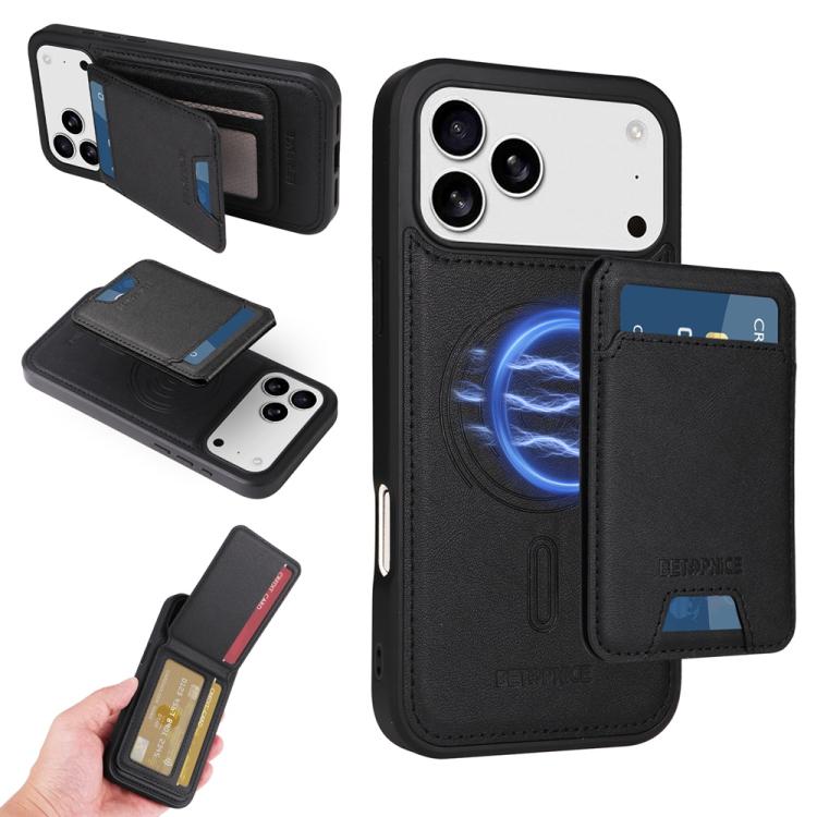 For iPhone 17 Pro Max BETOPNICE Vertical Flip Detachable MagSafe Wallet Phone Case(Black)