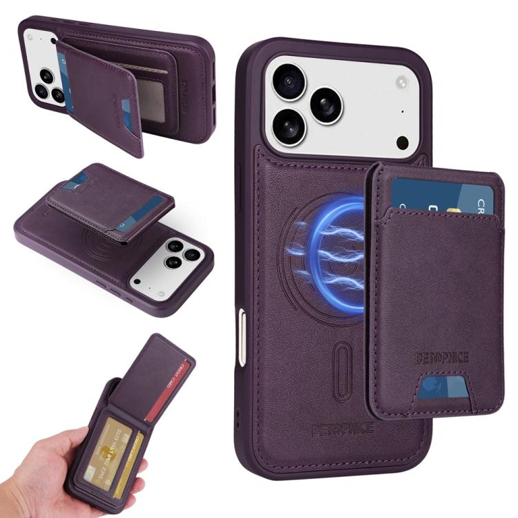 For iPhone 17 Pro Max BETOPNICE Vertical Flip Detachable MagSafe Wallet Phone Case(Purple)