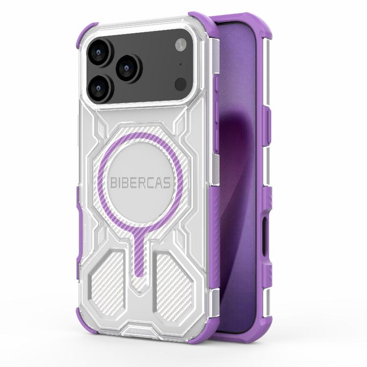 For iPhone 17 Pro Max BIBERCAS Transparent Color Series MagSafe Air Bag Shockproof Phone Case(Purple)