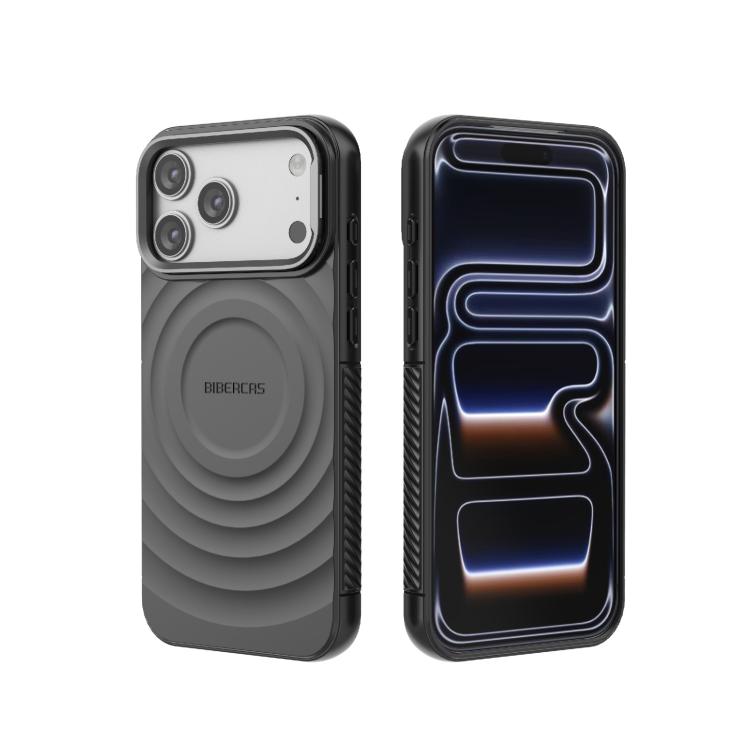 For iPhone 17 Pro Max BIBERCAS Wave Texture Magnetic TPU Phone Case(Black)