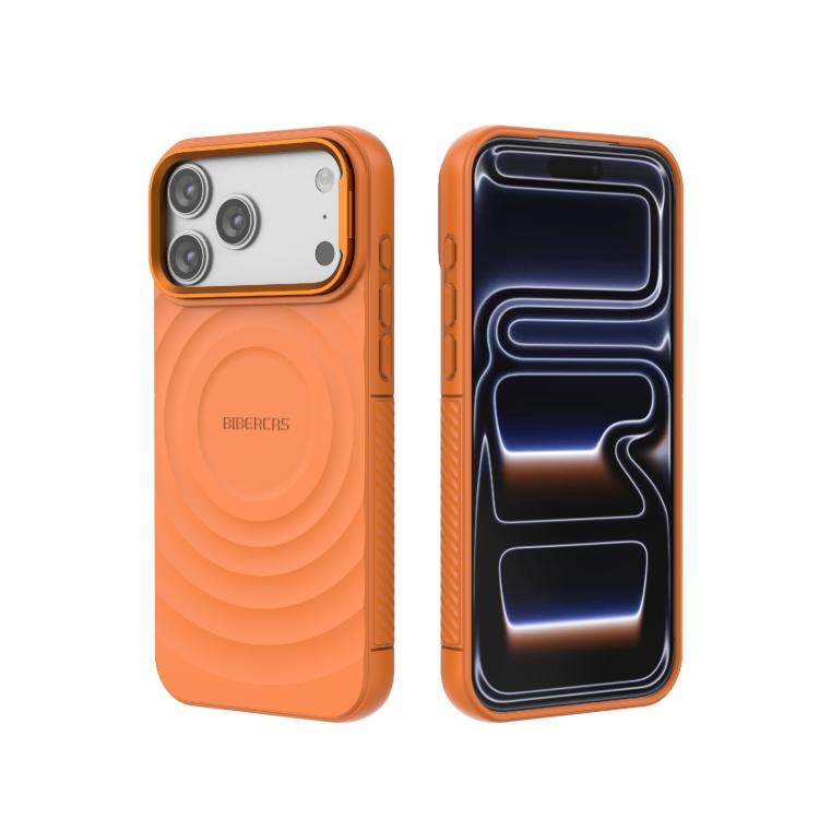 For iPhone 17 Pro Max BIBERCAS Wave Texture Magnetic TPU Phone Case(Orange)