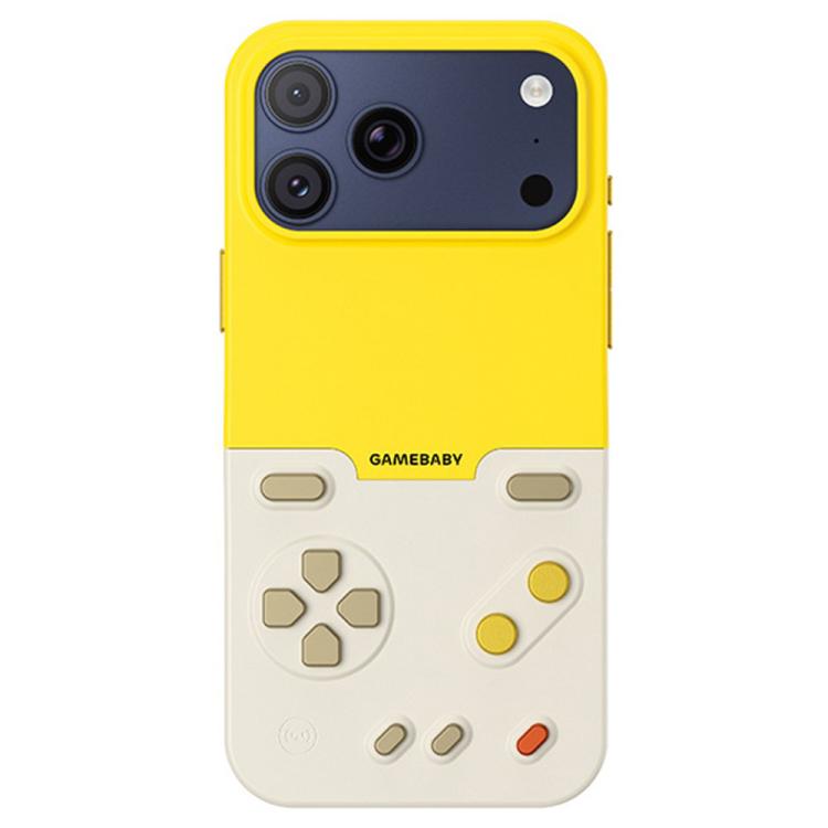 For iPhone 17 Pro Max BitmoLab GAMEBABY Retro Handheld Game Console Design Phone Case(Yellow)