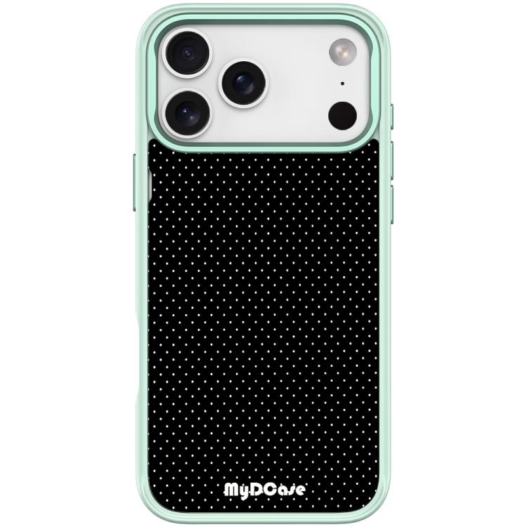 For iPhone 17 Pro Max Black Dots Pattern Magnetic Phone Case(Light Green)
