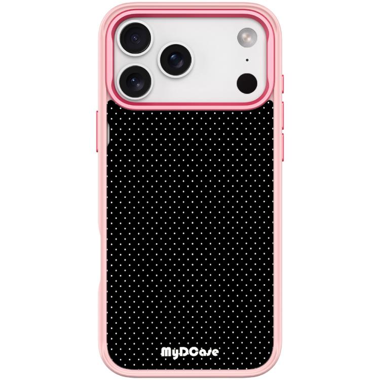 For iPhone 17 Pro Max Black Dots Pattern Magnetic Phone Case(Pink)