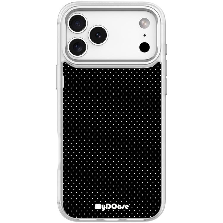 For iPhone 17 Pro Max Black Dots Pattern Magnetic Phone Case(Transparent White)