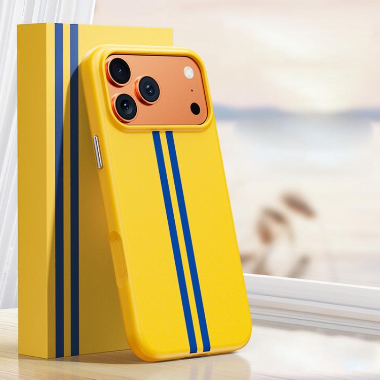 For iPhone 17 Pro Max Boundless Rock Sand Starting Line Series Contrast Color Magnetic Phone Case(Yellow)
