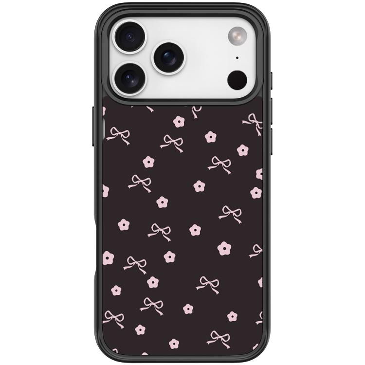 For iPhone 17 Pro Max Bow Flower Pattern Magnetic Phone Case(Black)
