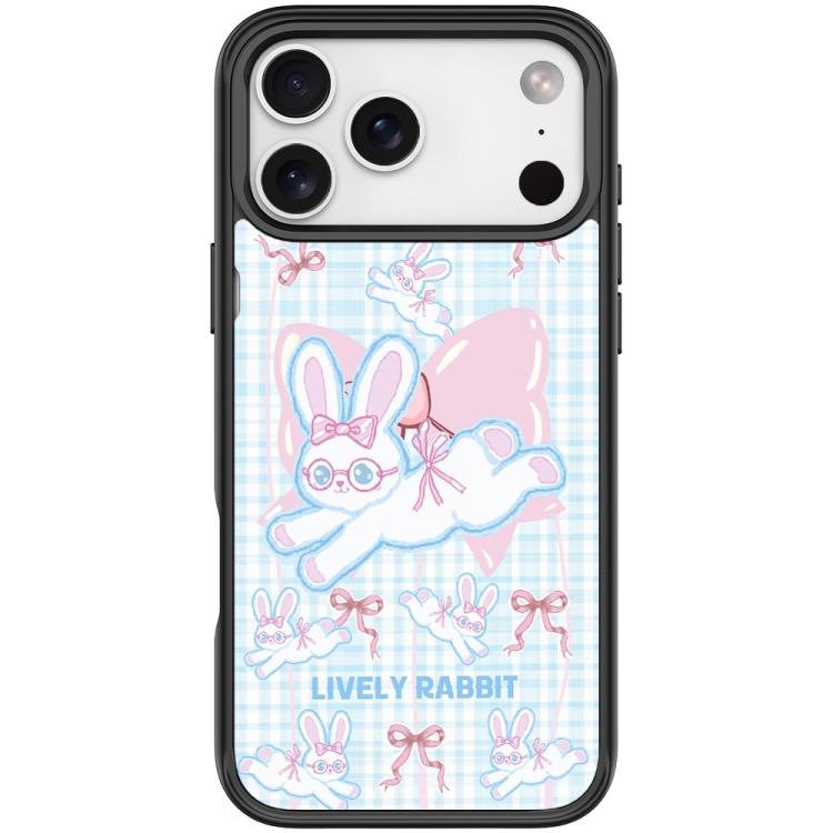 For iPhone 17 Pro Max Bow Rabbit Pattern Magnetic Phone Case(Black)