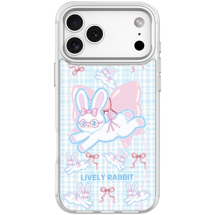 For iPhone 17 Pro Max Bow Rabbit Pattern Magnetic Phone Case(Transparent White)