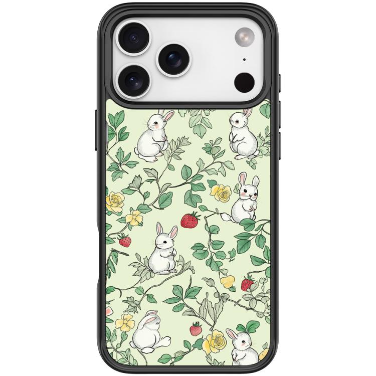 For iPhone 17 Pro Max Branch Rabbit Pattern Magnetic Phone Case(Black)