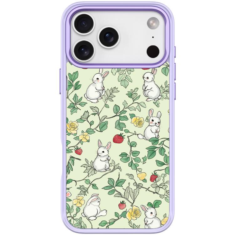 For iPhone 17 Pro Max Branch Rabbit Pattern Magnetic Phone Case(Light Purple)