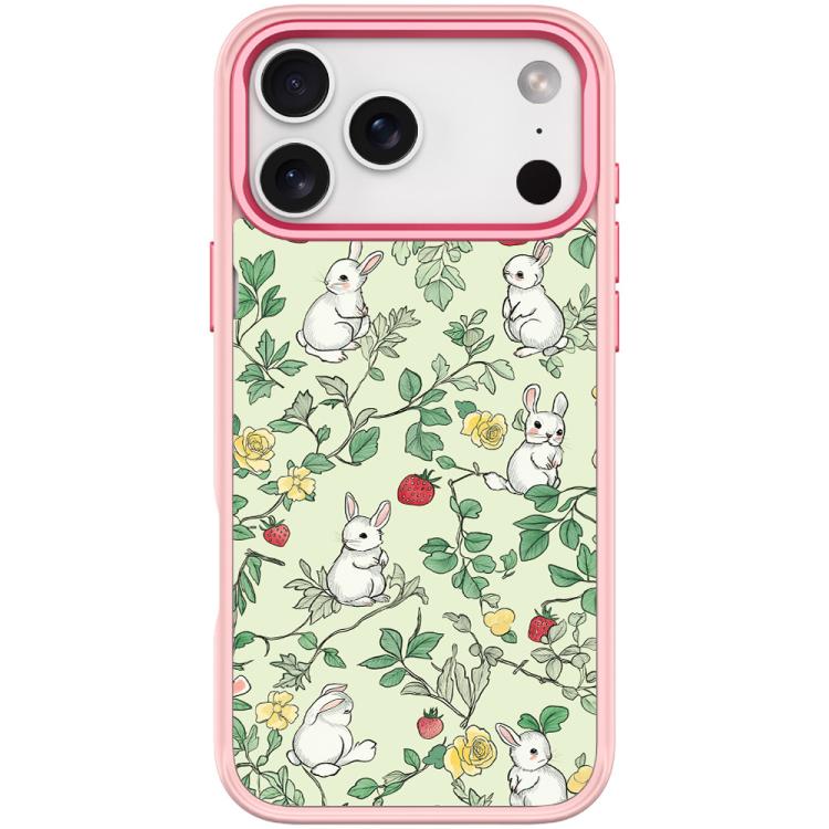 For iPhone 17 Pro Max Branch Rabbit Pattern Magnetic Phone Case(Pink)