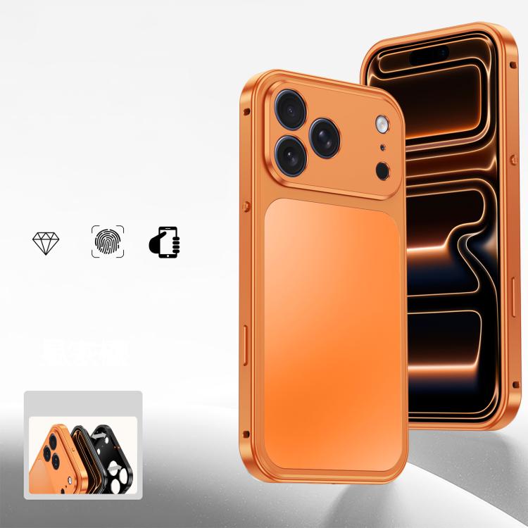 For iPhone 17 Pro Max Buckle Magnetic Metal Phone Case(Orange)