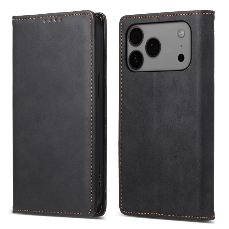 For iPhone 17 Pro Max Business Solid Color Magnetic RFID Leather Phone Case(Black)