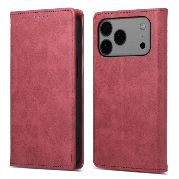 For iPhone 17 Pro Max Business Solid Color Magnetic RFID Leather Phone Case(Red)