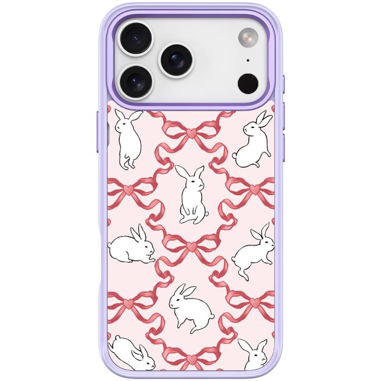 For iPhone 17 Pro Max Butterfly Knot White Rabbit Pattern Magnetic Phone Case(Light Purple)