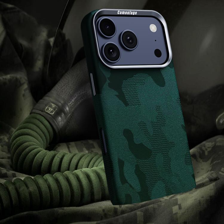 For iPhone 17 Pro Max Camouflage Full Coverage Magnetic Shockproof Phone Case(Army Green)