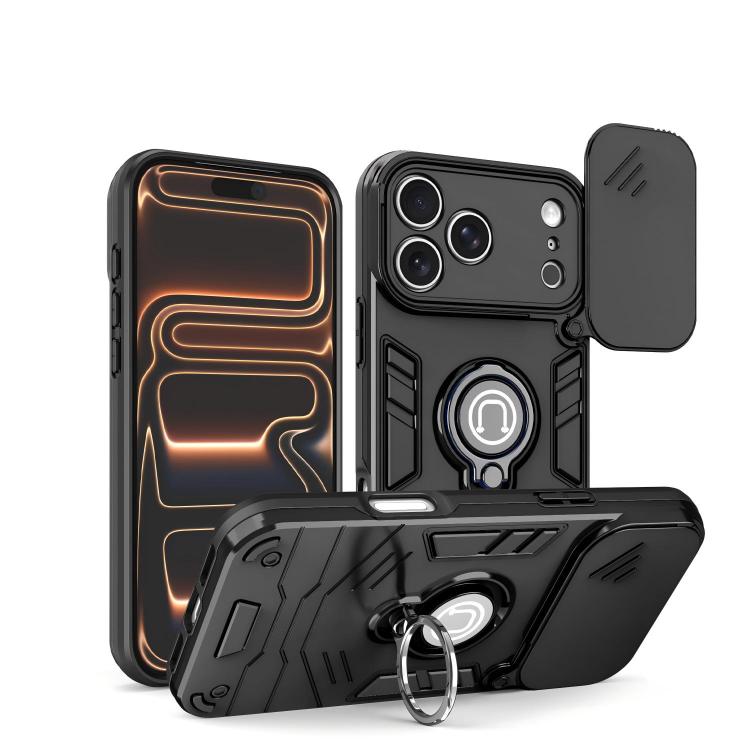 For iPhone 17 Pro Max Camshield Ring Holder Phone Case(Black)