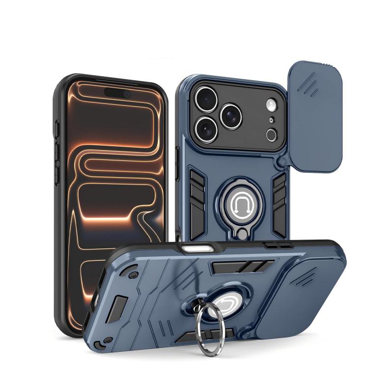For iPhone 17 Pro Max Camshield Ring Holder Phone Case(Royal Blue)