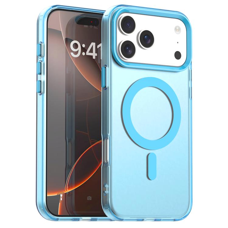 For iPhone 17 Pro Max Candy Magsafe PC Hybrid TPU Phone Case(Blue)