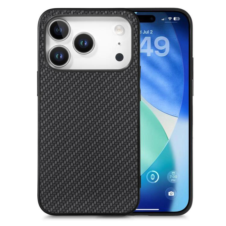 For iPhone 17 Pro Max Carbon Fiber Texture Leather Back Phone Case(Black)