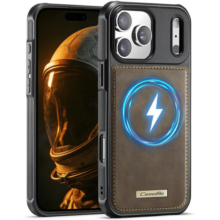 For iPhone 17 Pro Max CaseMe C69 Series Magnetic Vegan Leather Back Phone Case(Coffee)