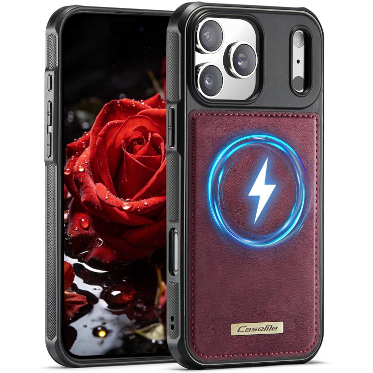 For iPhone 17 Pro Max CaseMe C69 Series Magnetic Vegan Leather Back Phone Case(Red)