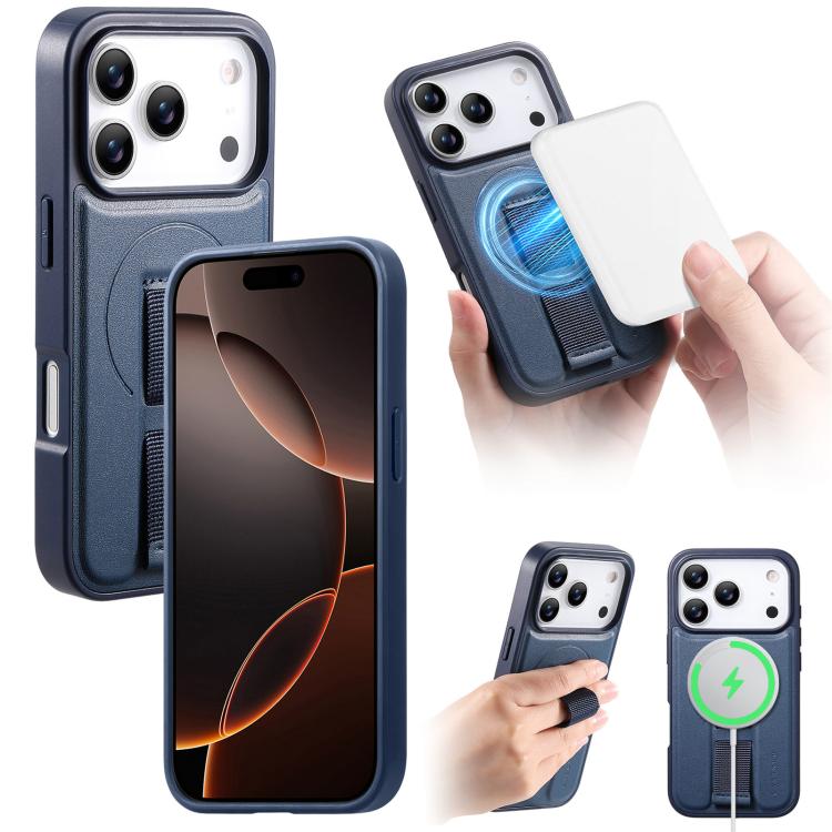 For iPhone 17 Pro Max CaseNeo Finger Grip Wristband MagSafe Back Phone Case(Blue)