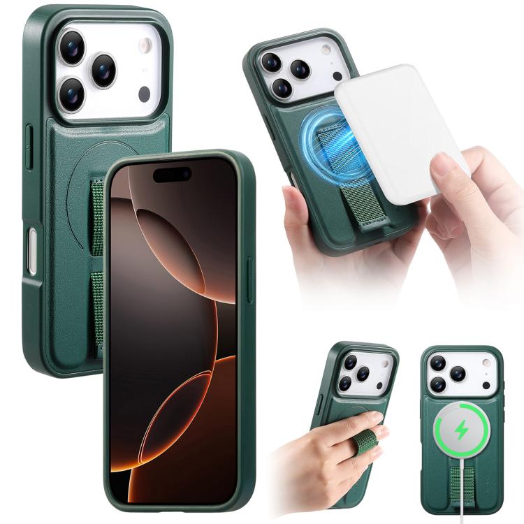 For iPhone 17 Pro Max CaseNeo Finger Grip Wristband MagSafe Back Phone Case(Green)