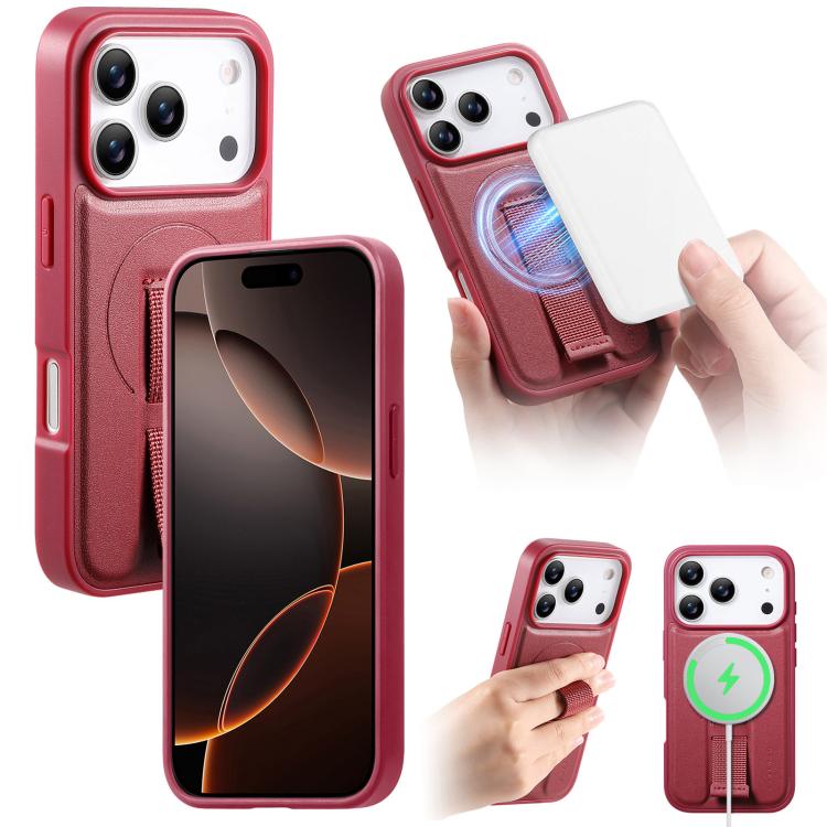 For iPhone 17 Pro Max CaseNeo Finger Grip Wristband MagSafe Back Phone Case(Red)