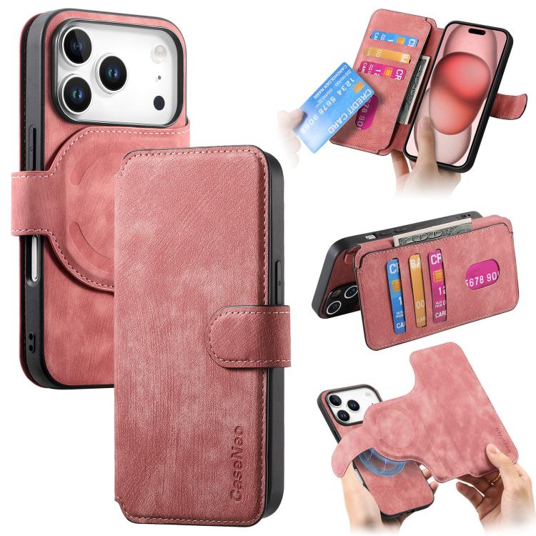 For iPhone 17 Pro Max CaseNeo MagSafe RFID Anti-theft Retro Leather Phone Case(Pink)