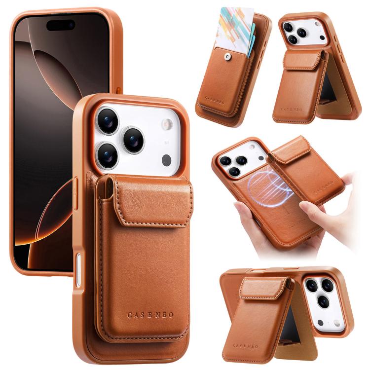 For iPhone 17 Pro Max CaseNeo Retro Multi-Card Bag Magnetic Back Phone Case(Brown)