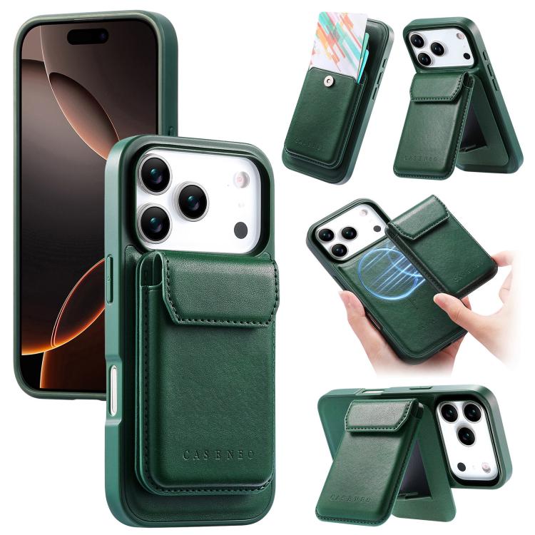 For iPhone 17 Pro Max CaseNeo Retro Multi-Card Bag Magnetic Back Phone Case(Green)
