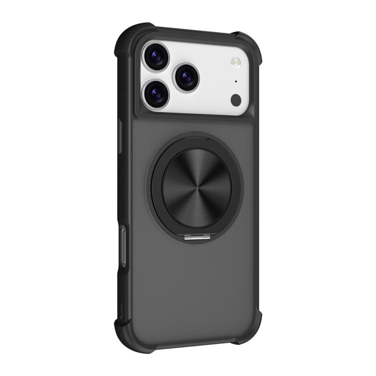 For iPhone 17 Pro Max CD Texture 360 Degree Rotating Holder MagSafe Phone Case(Black)