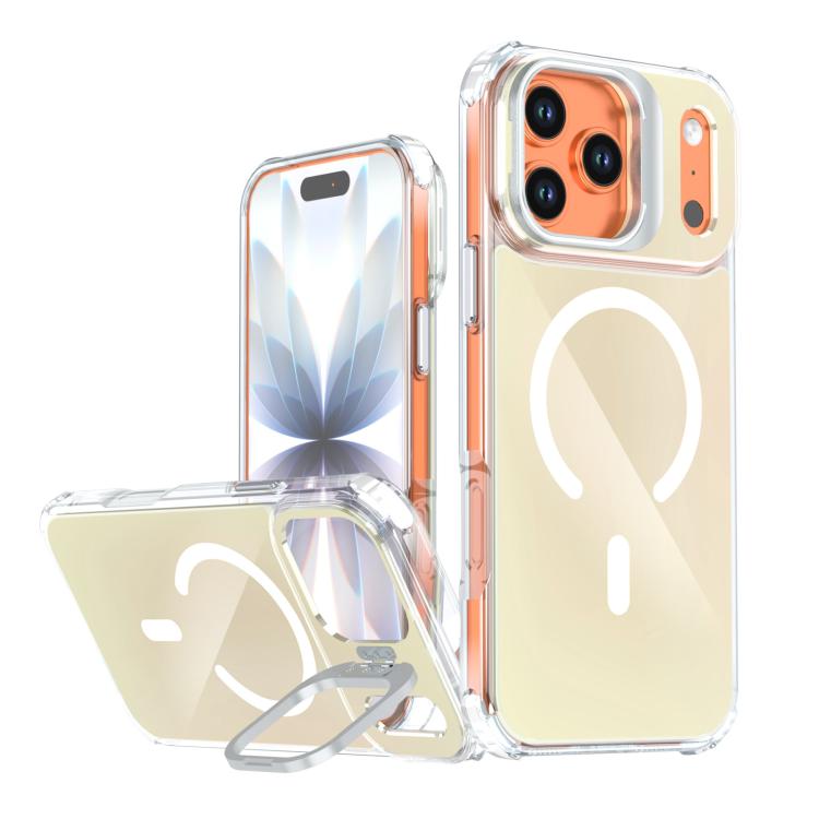 For iPhone 17 Pro Max Chameleon Lens Kickstand Magnetic Phone Case(White)