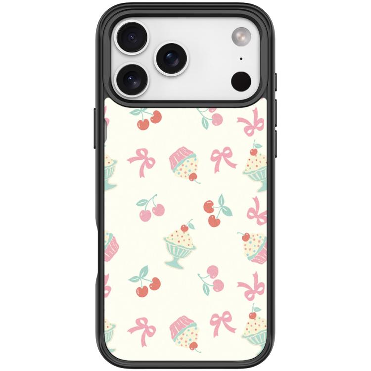 For iPhone 17 Pro Max Cherry Cake Pattern Magnetic Phone Case(Black)