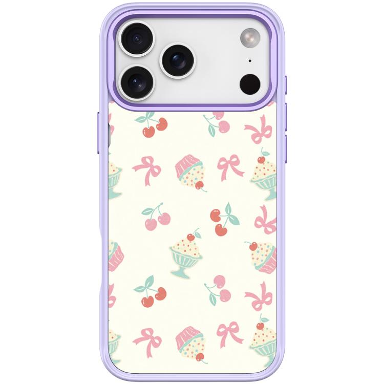 For iPhone 17 Pro Max Cherry Cake Pattern Magnetic Phone Case(Light Purple)