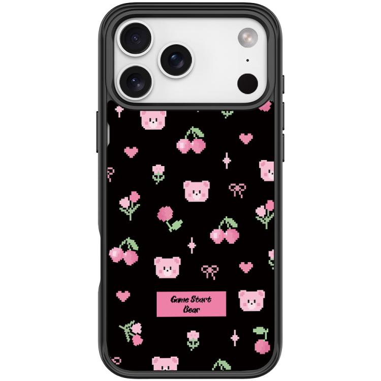 For iPhone 17 Pro Max Cherry Pattern Magnetic Phone Case(Black)