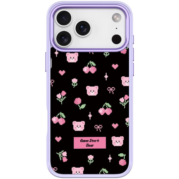 For iPhone 17 Pro Max Cherry Pattern Magnetic Phone Case(Light Purple)