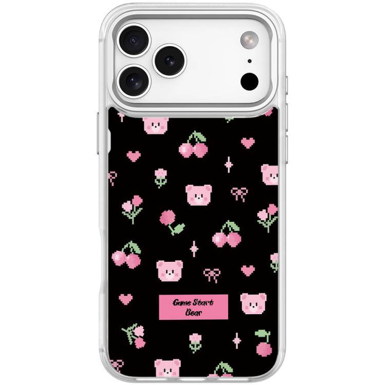 For iPhone 17 Pro Max Cherry Pattern Magnetic Phone Case(Transparent White)