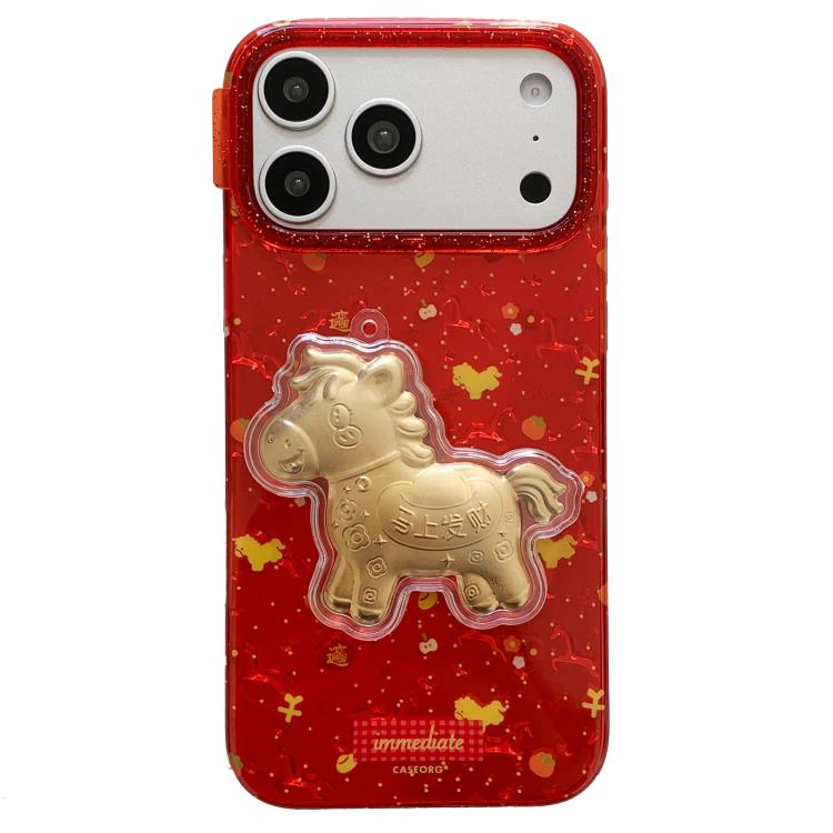 For iPhone 17 Pro Max Chinese New Year Traditional Auspicious Motifs PC + TPU Phone Case(Horse)