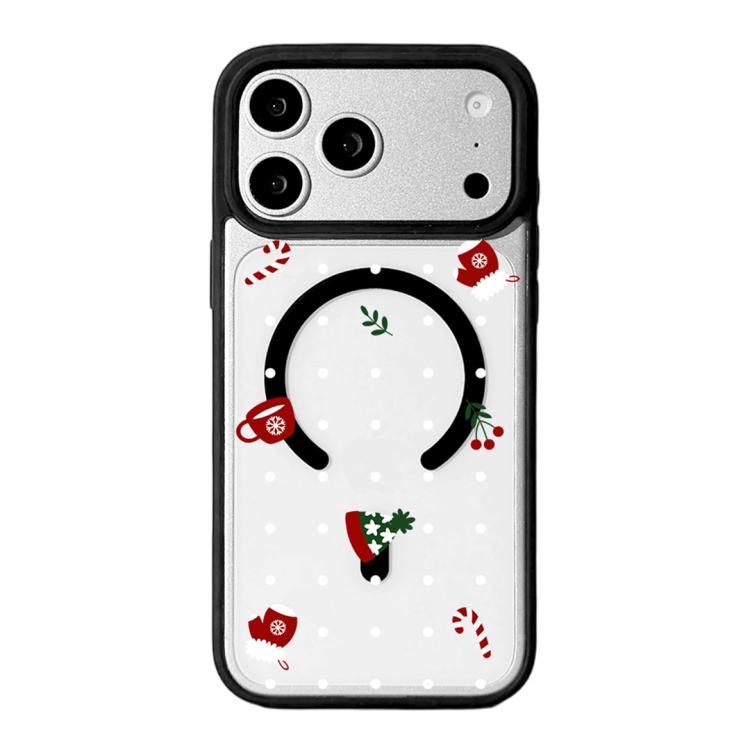 For iPhone 17 Pro Max Christmas Series Strong Magnetic Painted Black Edge Phone Case(Christmas Season)