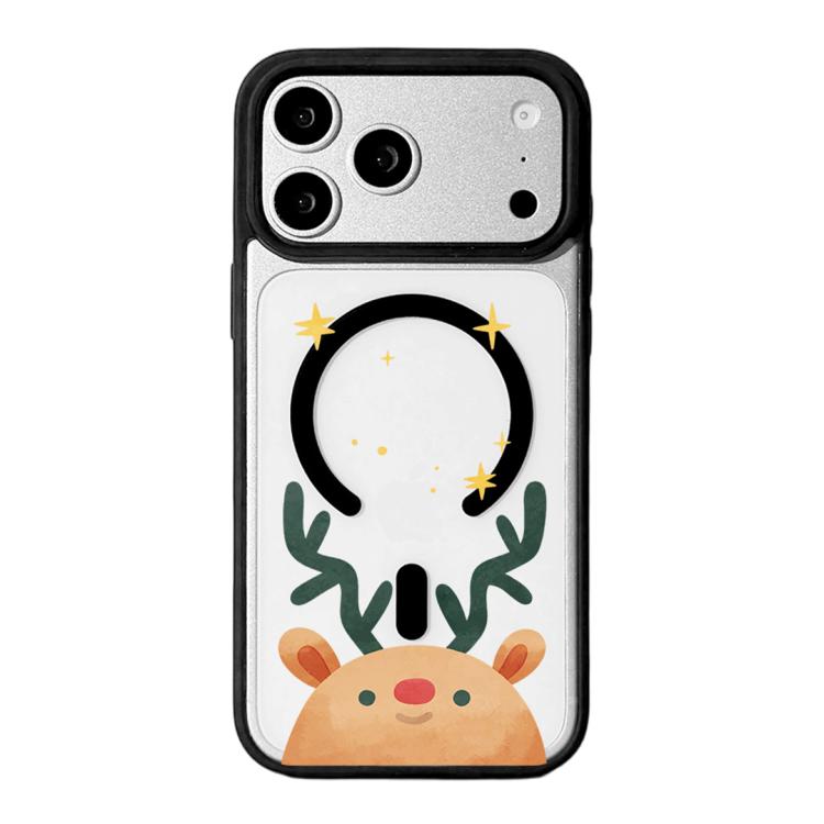 For iPhone 17 Pro Max Christmas Series Strong Magnetic Painted Black Edge Phone Case(Deer Head Series)